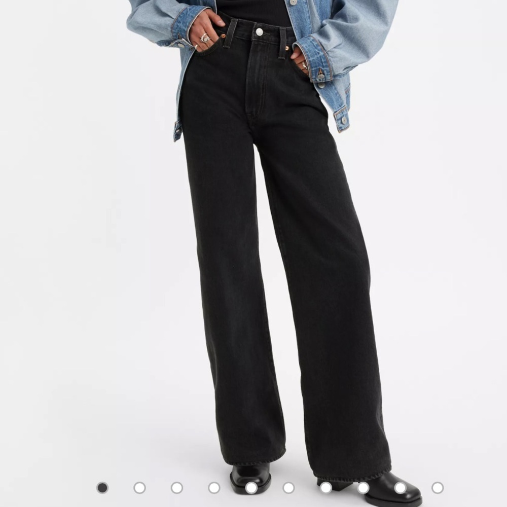 Levis Ribcage straight black denim jeans - 28 W